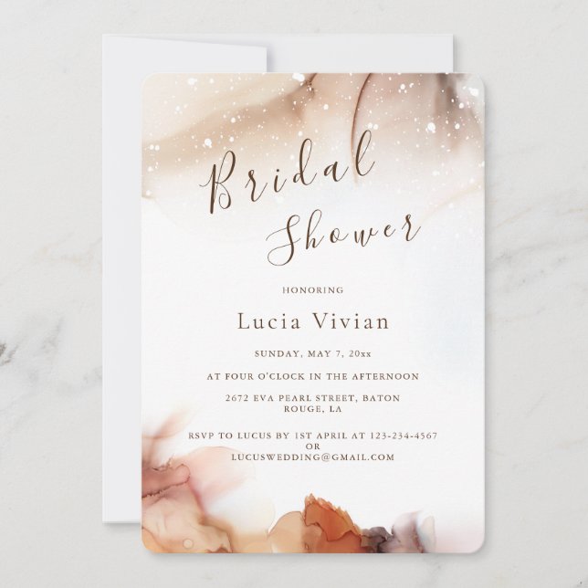 Elegant Sample Orange Ink Minimalist Bridal Shower Invitation (Front)