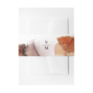 Elegant Sample Orange WaterColor Ink Invitation Belly Band