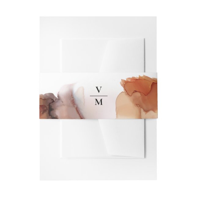 Elegant Sample Orange WaterColor Ink Invitation Belly Band (Front Example)