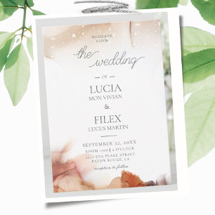 Elegant Sample Orange Watercolor Ink Wedding Invitation
