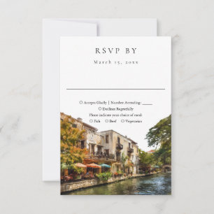 Elegant San Antonio Watercolor Wedding RSVP Card