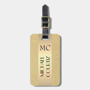 Elegant sand beach Gold Metal Texture Monogrammed Luggage Tag