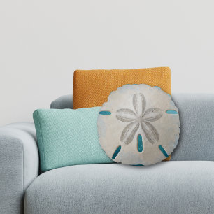 Elegant Sand Dollar Beach Decor Round Pillow