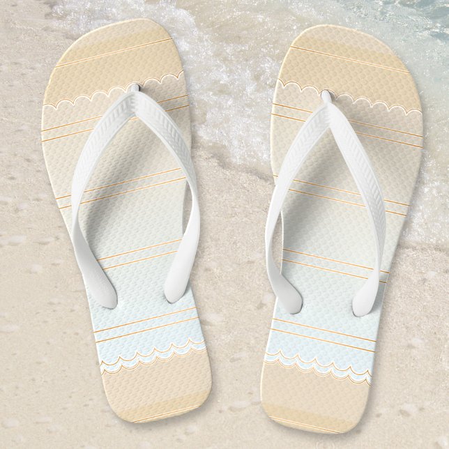 Elegant Sandy Beach Flip Flops (Elegant striped flip flops in soft pastel sandy beach colors)
