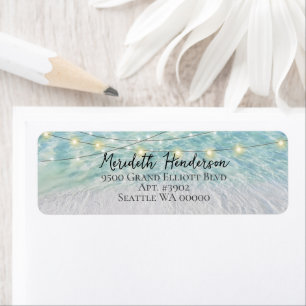 Elégant Sandy Beach SeaGlass Lights Script Mariage
