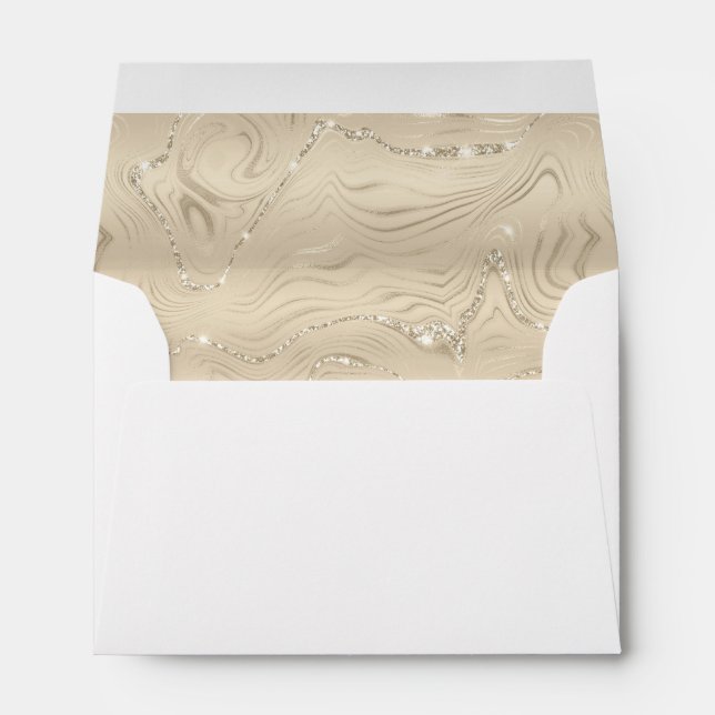 Elegant Sandy Gold Faux Foil Wedding Envelope (Back (Bottom))