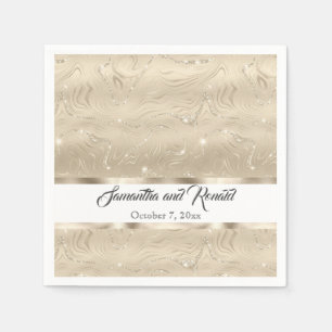 Elegant Sandy Gold Faux Foil Wedding Napkin