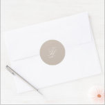 Elegant Sandy Neutral Traditional Wedding Classic Round Sticker<br><div class="desc">Classic style wedding stickers featuring a simple and timeless design with your monogram in an elegant script.</div>