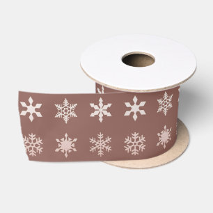Elegant sangria grey Snowflakes patterned Satin Ribbon