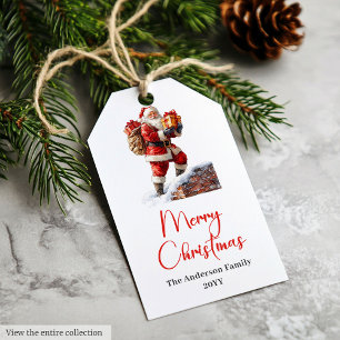 Elegant Santa Claus Classic Festive Holiday Tag