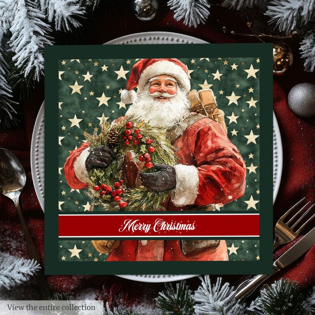 Elegant Santa Claus Watercolor Christmas Napkins (Elegant Santa Claus Watercolor Christmas Napkins)