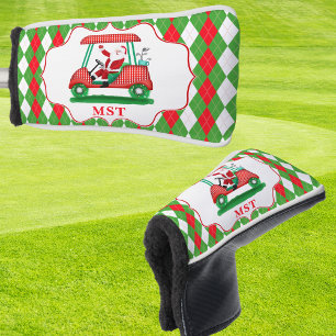 Elegant Santa Golf Christmas Monogram Head Cover