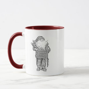 Elegant Santa in Festive Sweater, Holiday Sketch Mug