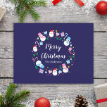 Elegant Santa Snowman Candy Cane Christmas Wreath Holiday Postcard<br><div class="desc">Wishing you and your family a warm and cozy Merry Christmas!</div>