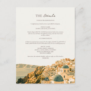 Elegant Santorini Caldera Greek Wedding Details    Enclosure Card