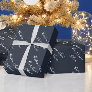 Elegant Sapphire Blue & White: Up To 5 Words Text Wrapping Paper