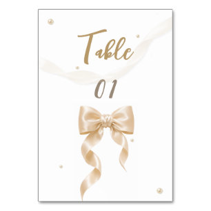 Elegant Satin Bow Wedding Table Card