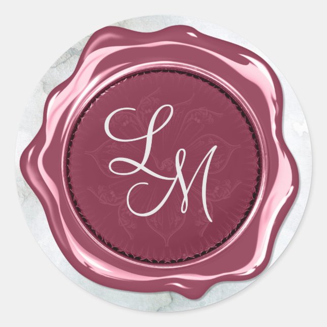 Elegant Satin Dark Blush Monogram Wax Seal (Front)