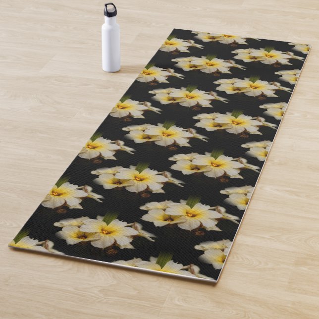 Elegant Satin Flowers on Black Yoga Mat (In Situ)