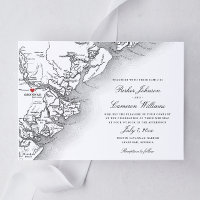 Elegant Savannah Georgia Carte noir blanc Mariage
