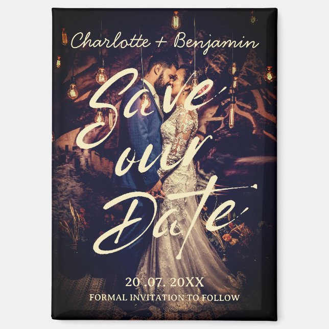 Elegant Save Our Date Wedding Magnet (Front)
