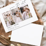 Elegant Save the Date 3 Photo Minimalist<br><div class="desc">Modern and Elegant Landscape Horizontal Three (3) Photo Save the Date Wedding with hand lettered script typography. The save the date invitation magnet includes script typography and chic and simple design that you can add your customized engagement photograph picture to.</div>