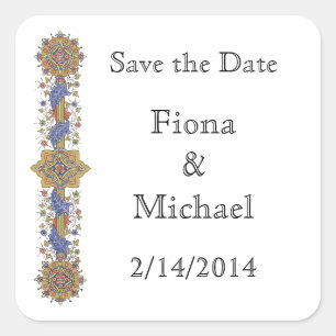 Elegant Save the Date Antique Art Custom Stickers