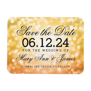 Elegant Save The Date Autumn / Fall Glitter Lights Magnet