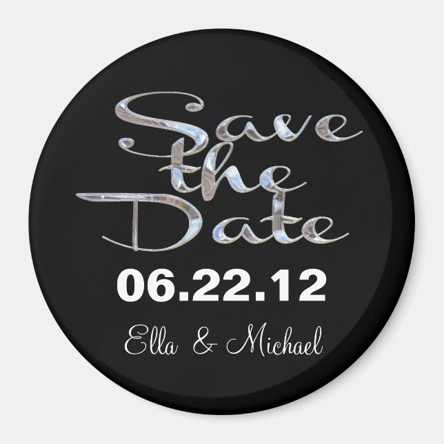 Elegant Save the date Black II Magnet (Front)