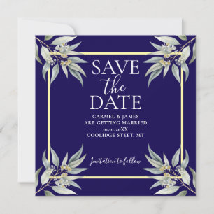 Elegant Save The Date Boho Eucalyptus Leave