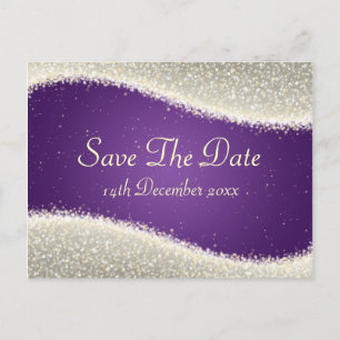 Elegant Save The Date Dazzling Sparkles Purple Announcement Postcard