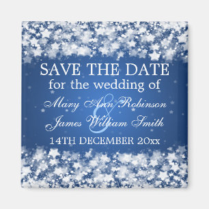 Elegant Save The Date Dazzling Stars Blue Magnet
