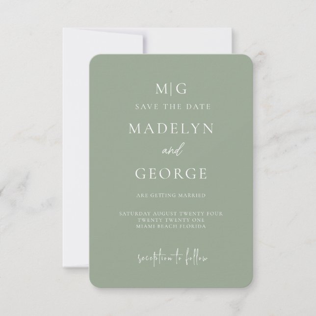Elegant save the date invitation with a simple fee (Front)