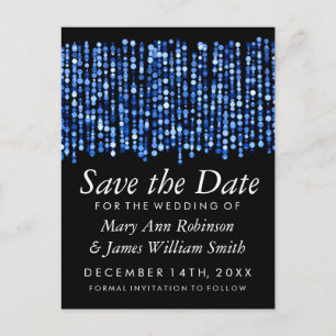 Elegant Save The Date Modern Blue Lights Announcement Postcard