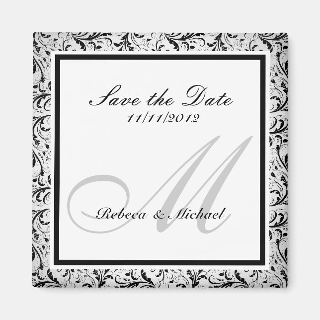 Elegant Save the Date Monogram Magnets (Front)