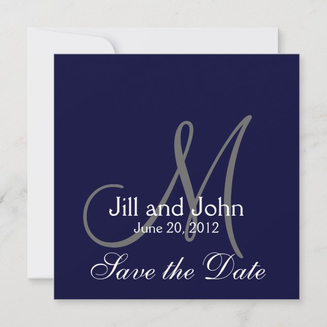 Elegant Save the Date Navy Wedding Announcement (Front)