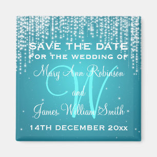 Elegant Save The Date Night Dazzle Blue Magnet