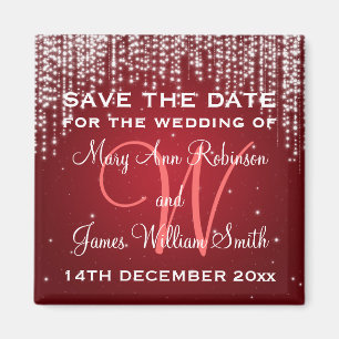 Elegant Save The Date Night Dazzle Red Magnet