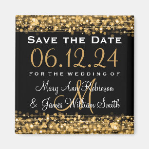 Elegant Save The Date Party Sparkles Gold Magnet