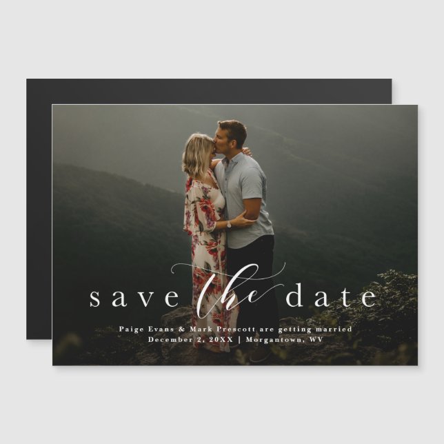 Elegant save the date photo magnet (Front/Back)