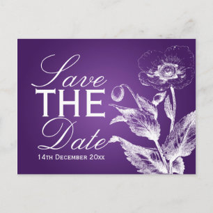 Elegant Save The Date Poppy Purple Announcement Postcard