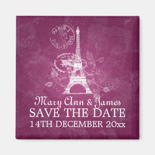 Elegant Save The Date Romantic Paris Pink Magnet