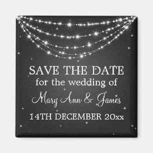 Elegant Save The Date Sparkling Chain Black Magnet