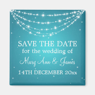 Elegant Save The Date Sparkling Chain Blue Magnet