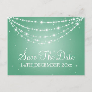 Elegant Save The Date Sparkling Chain Mint Green Announcement Postcard