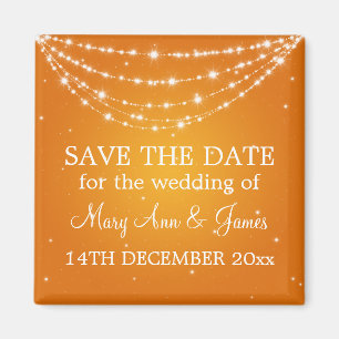 Elegant Save The Date Sparkling Chain Orange Magnet