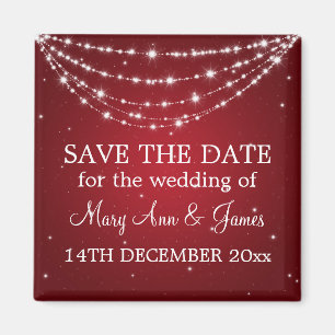 Elegant Save The Date Sparkling Chain Red Magnet