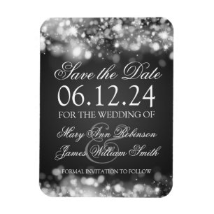 Elegant Save The Date Sparkling Lights Silver Magnet