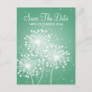 Elegant Save The Date Summer Sparkle Mint Green Announcement Postcard