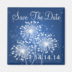 Elegant Save The Date Summer Sparkle Sapphire Blue Magnet